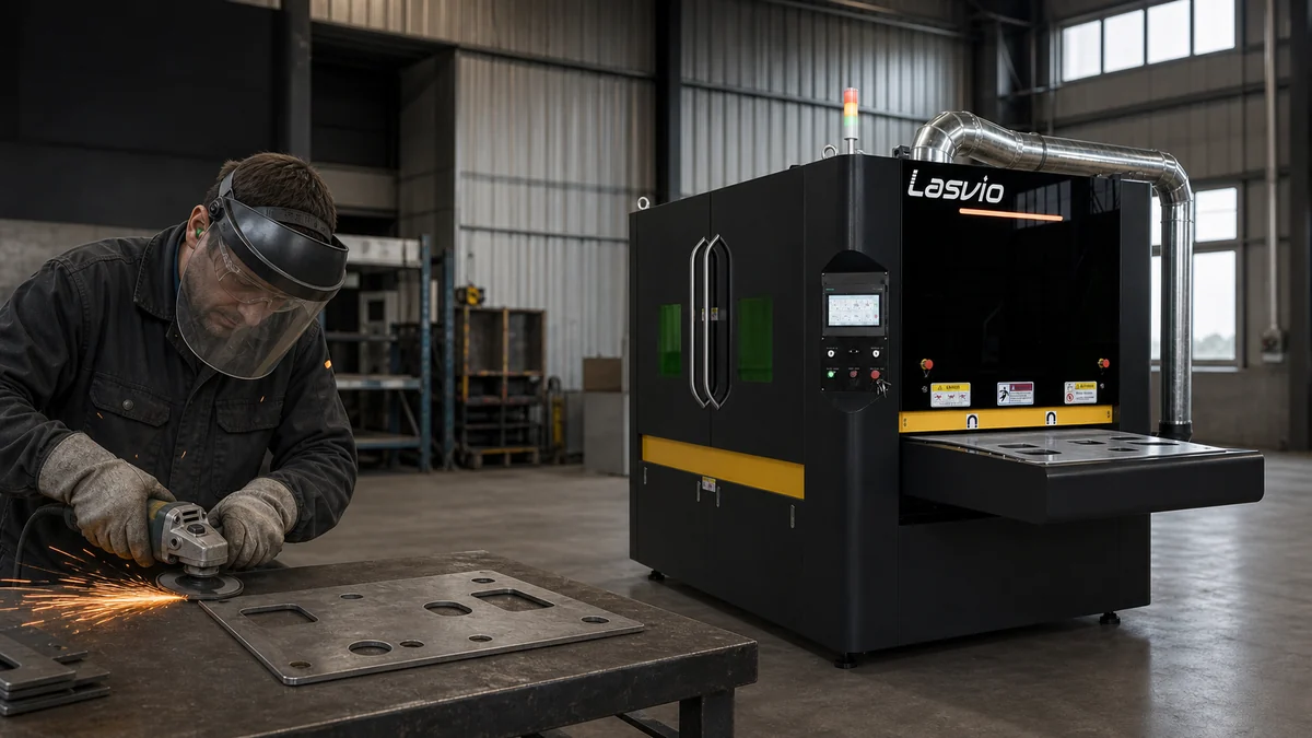Manual deburring compared with a Lasvio automatic sheet metal deburring machine